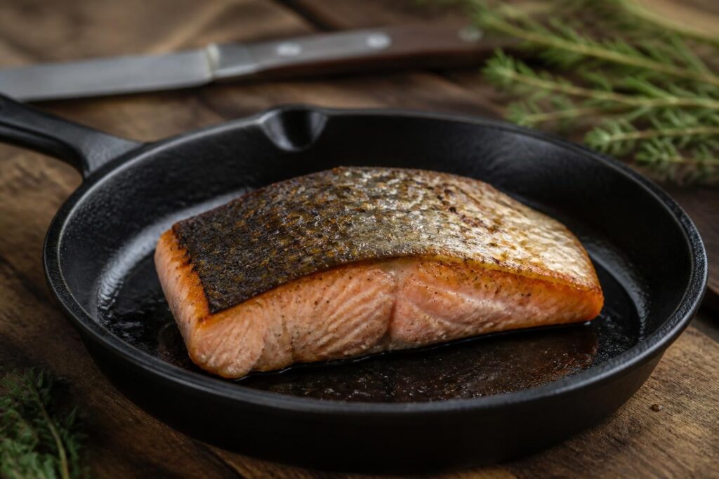 découvrez l'astuce simple pour réussir un saumon à la poêle avec une peau croustillante et un cœur fondant, parfait pour un repas savoureux et rapide.